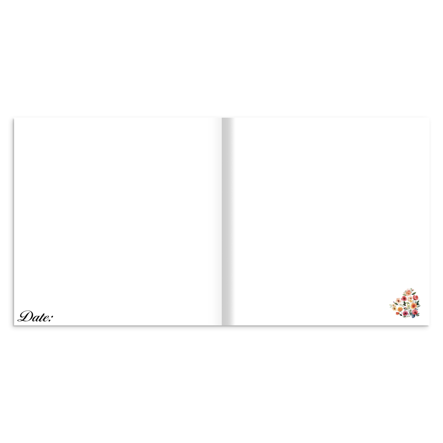 White pages with colorful floral design in the corner