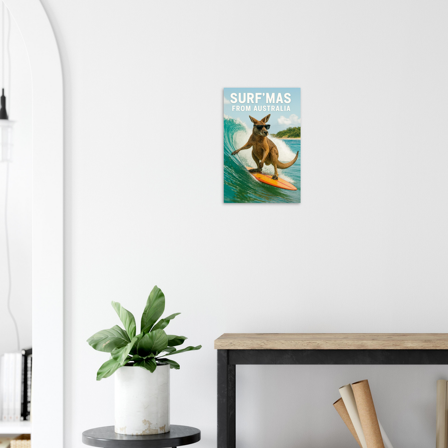 Canvas print of a kangaroo surfing 