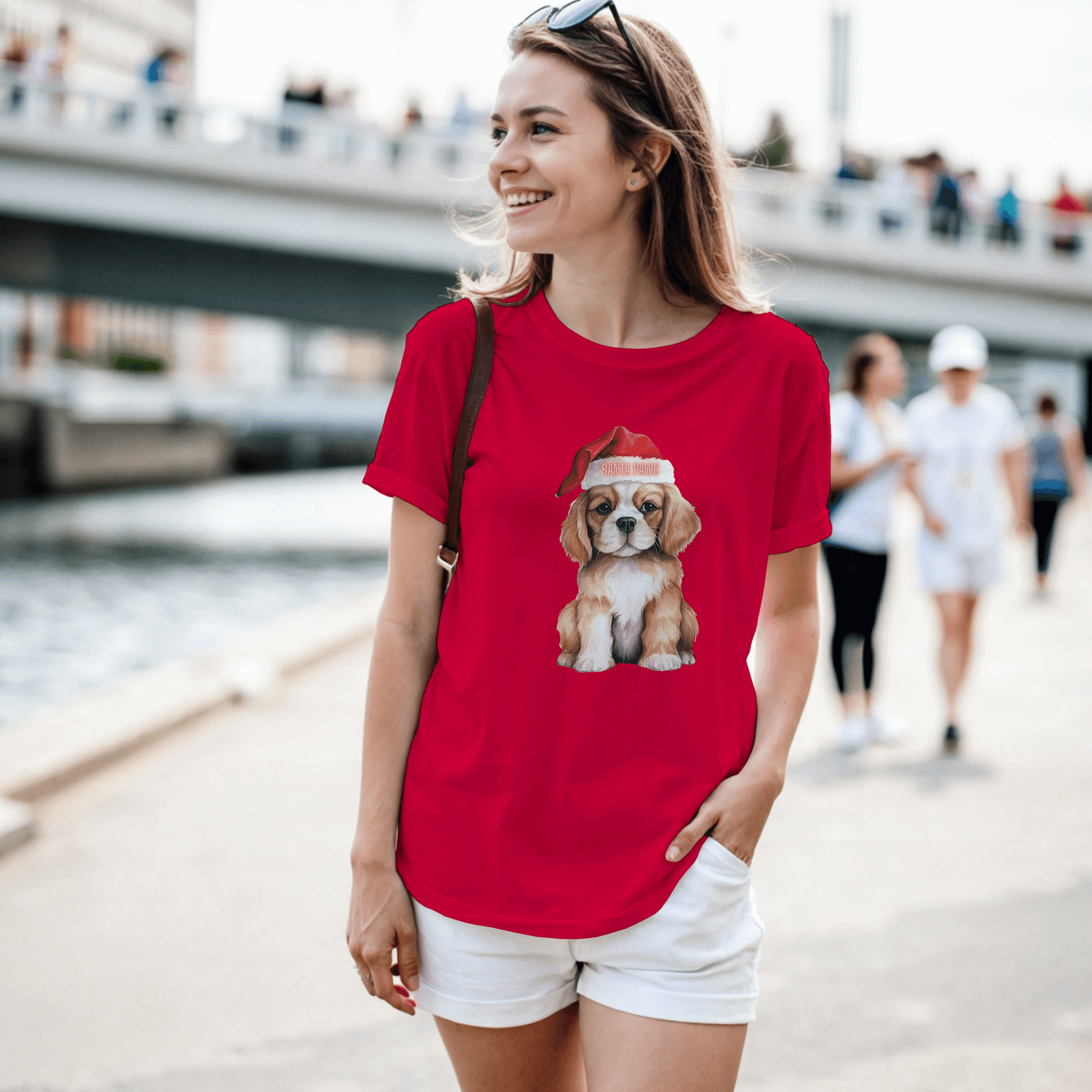 red t-shirt with a dog graphic