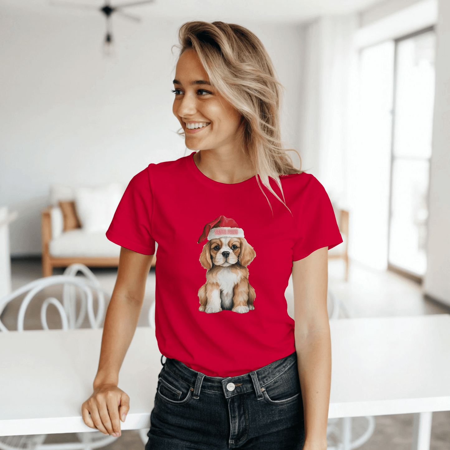  red t-shirt with a dog graphic 
