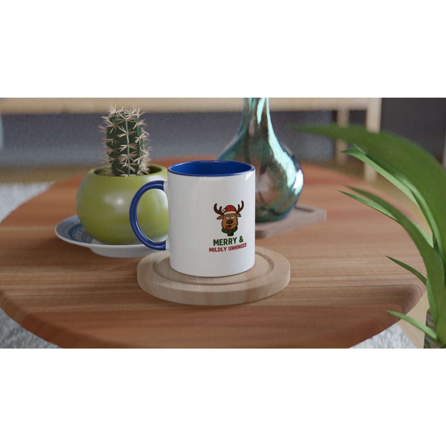 White mug with blue interior 