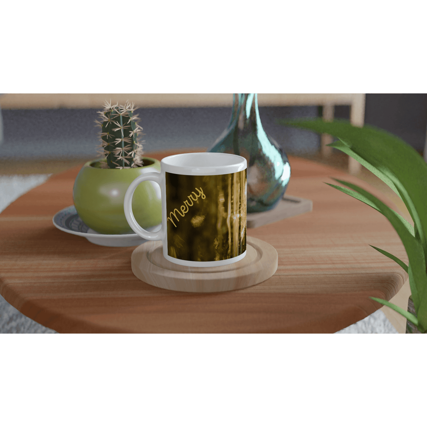 Mug with 'Merry Christmas' text 