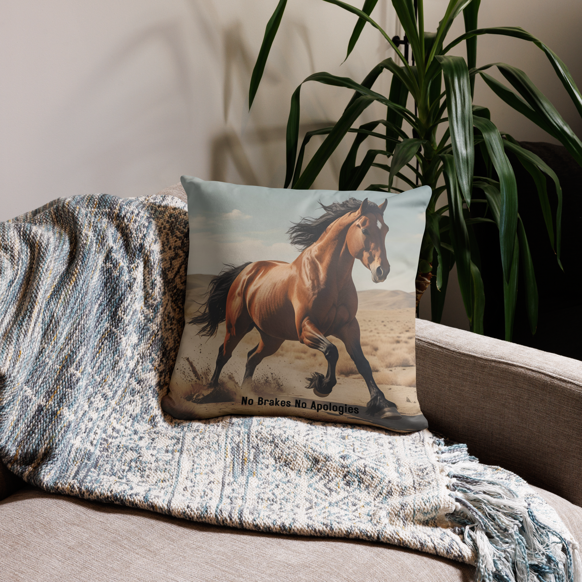 Pillow with a horse design 