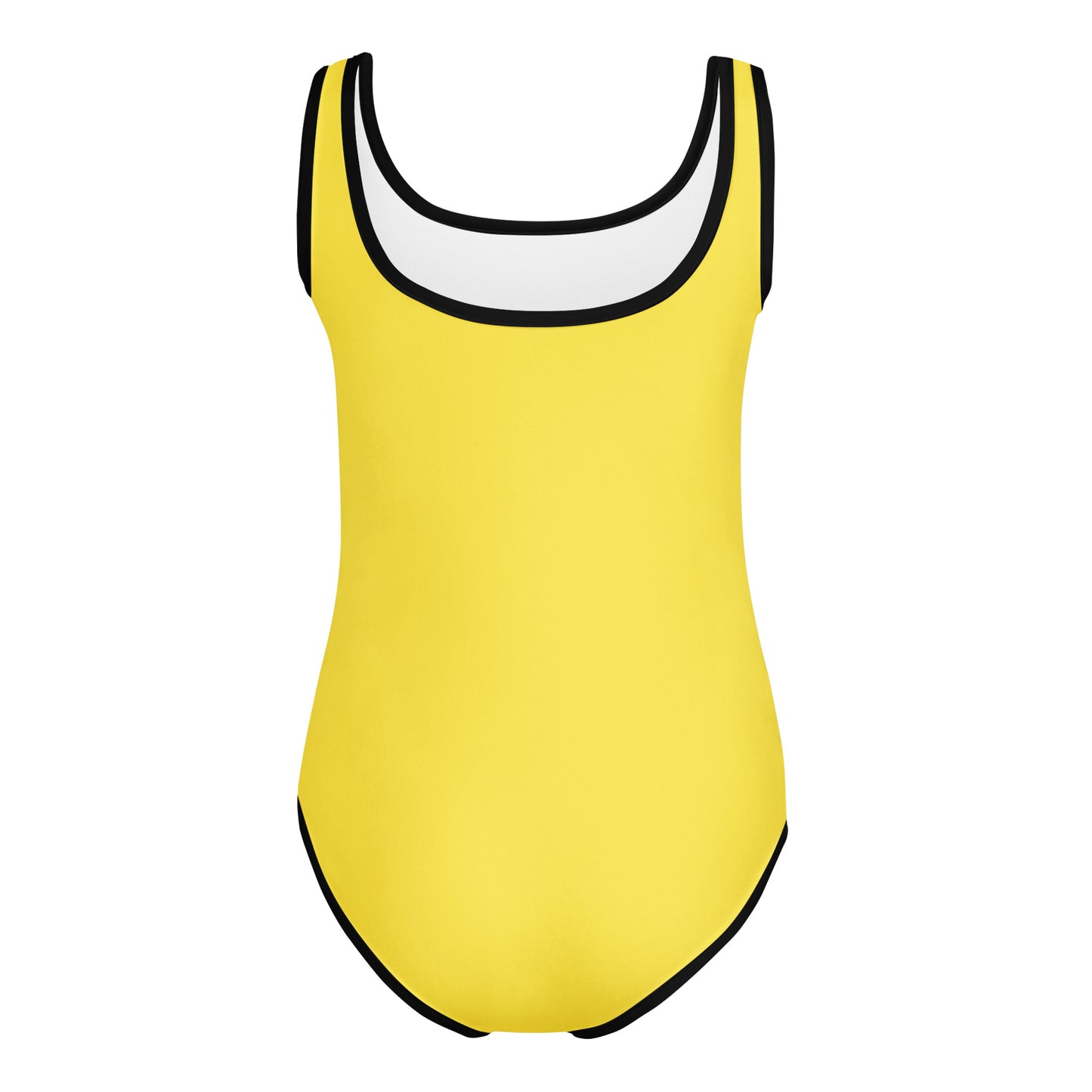 Yellow swimsuit with black and white trim 