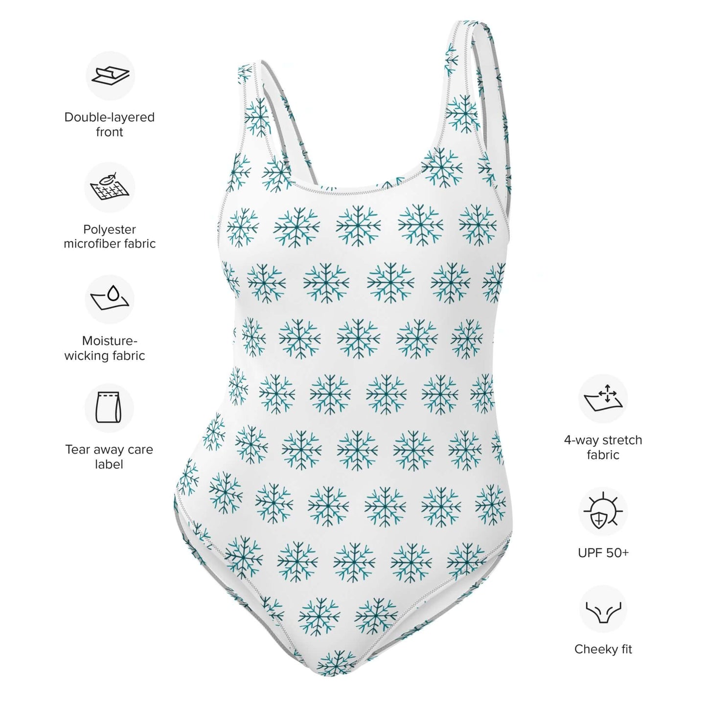 One-piece swimsuit with snowflake pattern