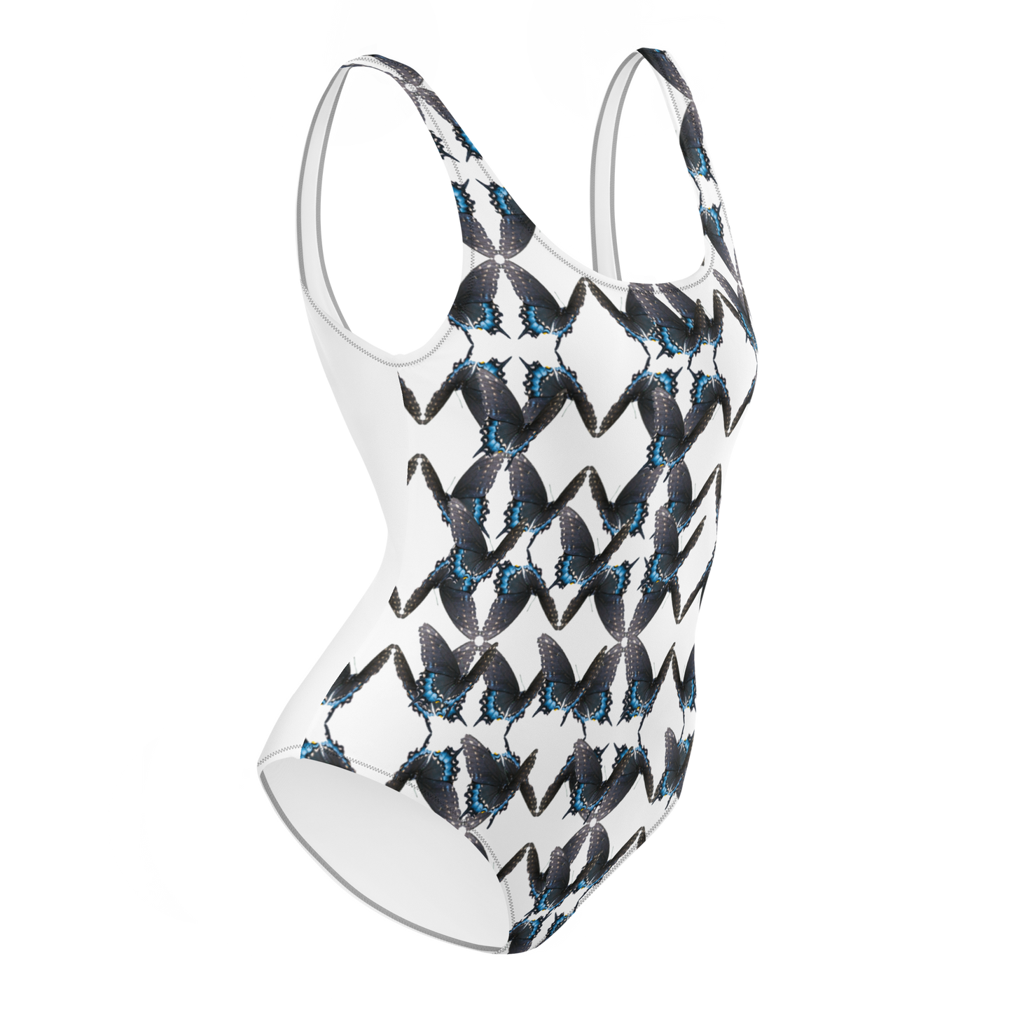 One-piece swimsuit with butterfly pattern