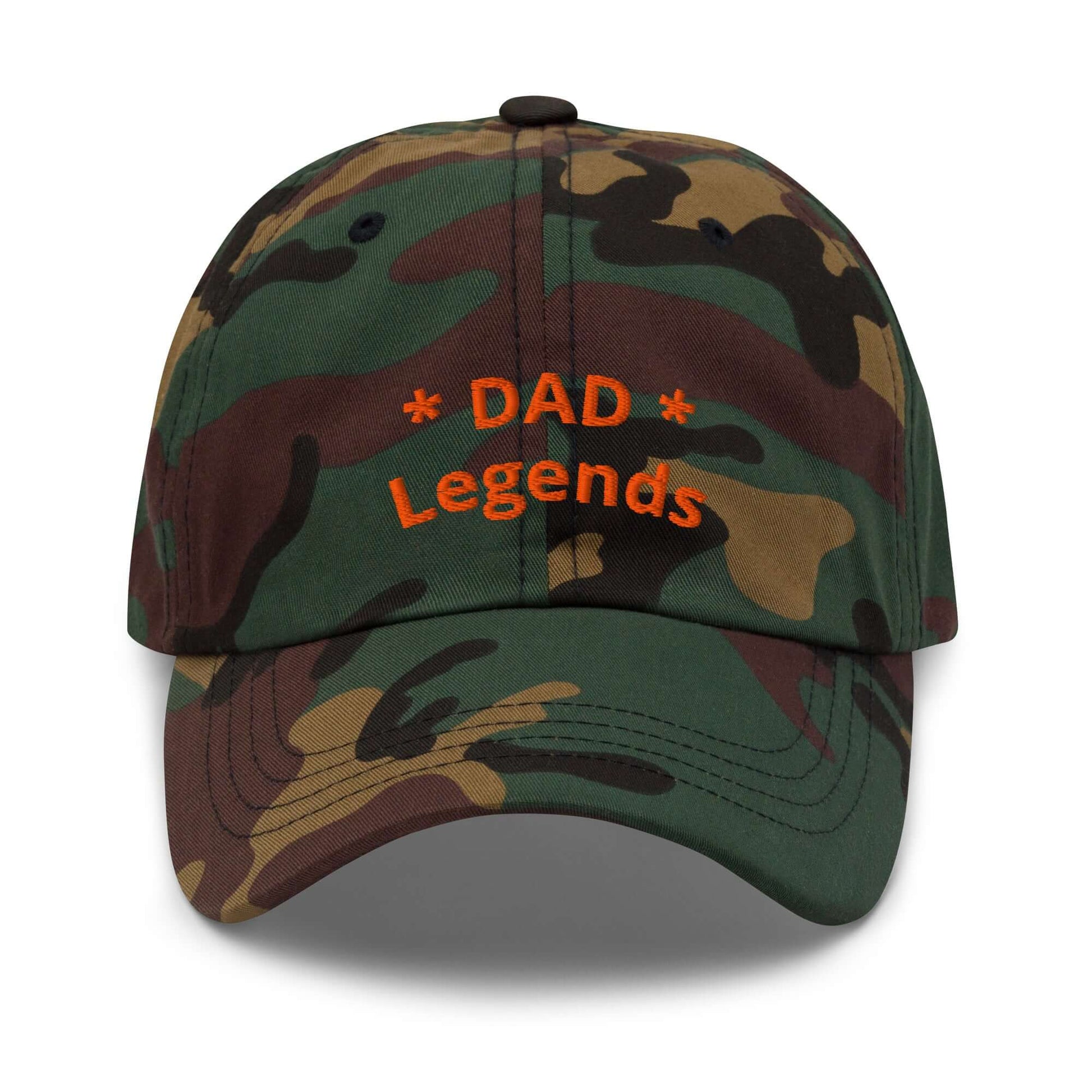 Camouflage cap with 'DAD Legends' text