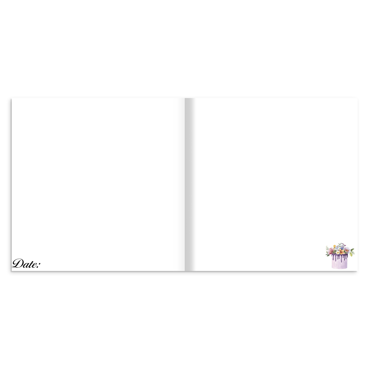 White pages with a small illustration of a flower pot in the corner 