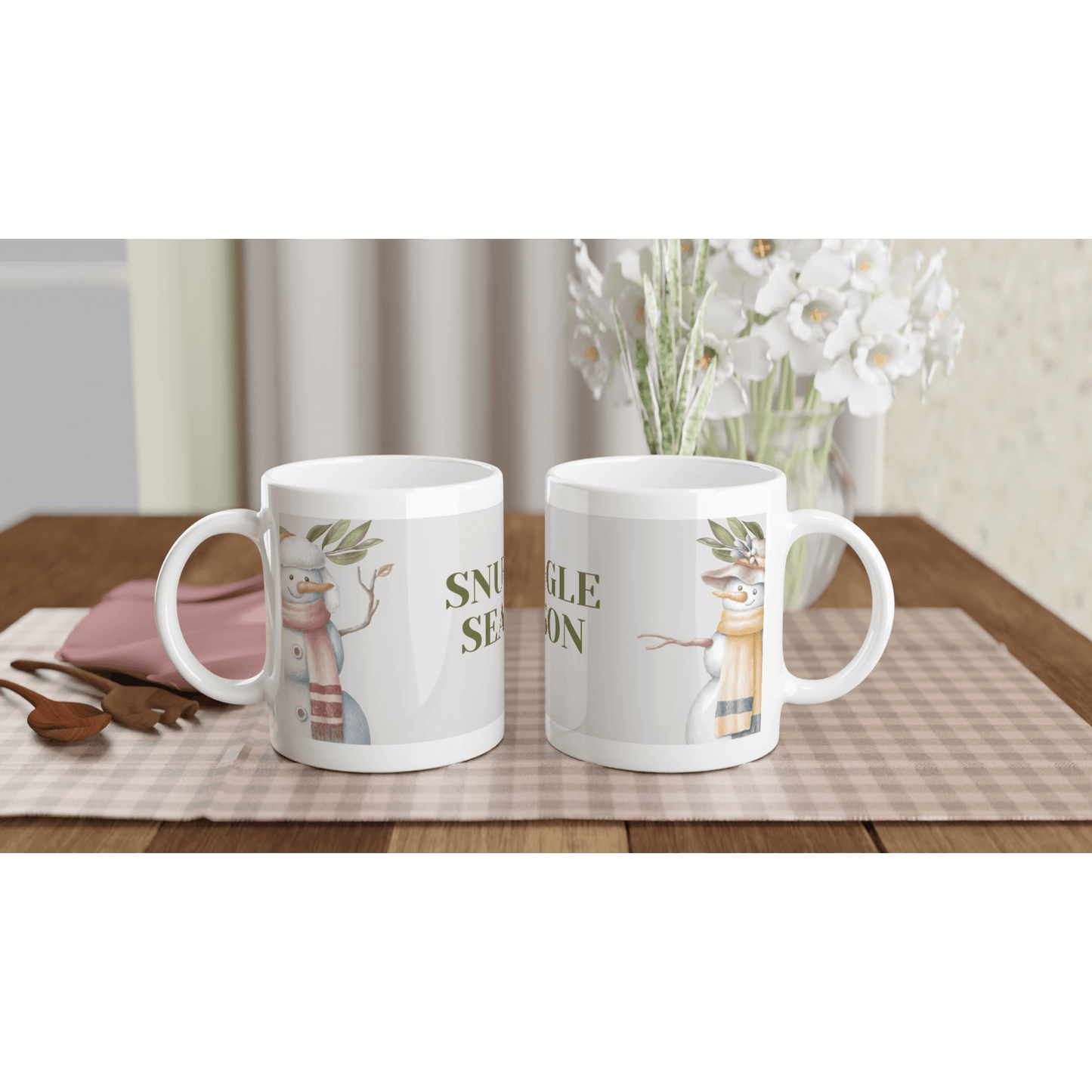 mugs with 'Snuggle Season' design 