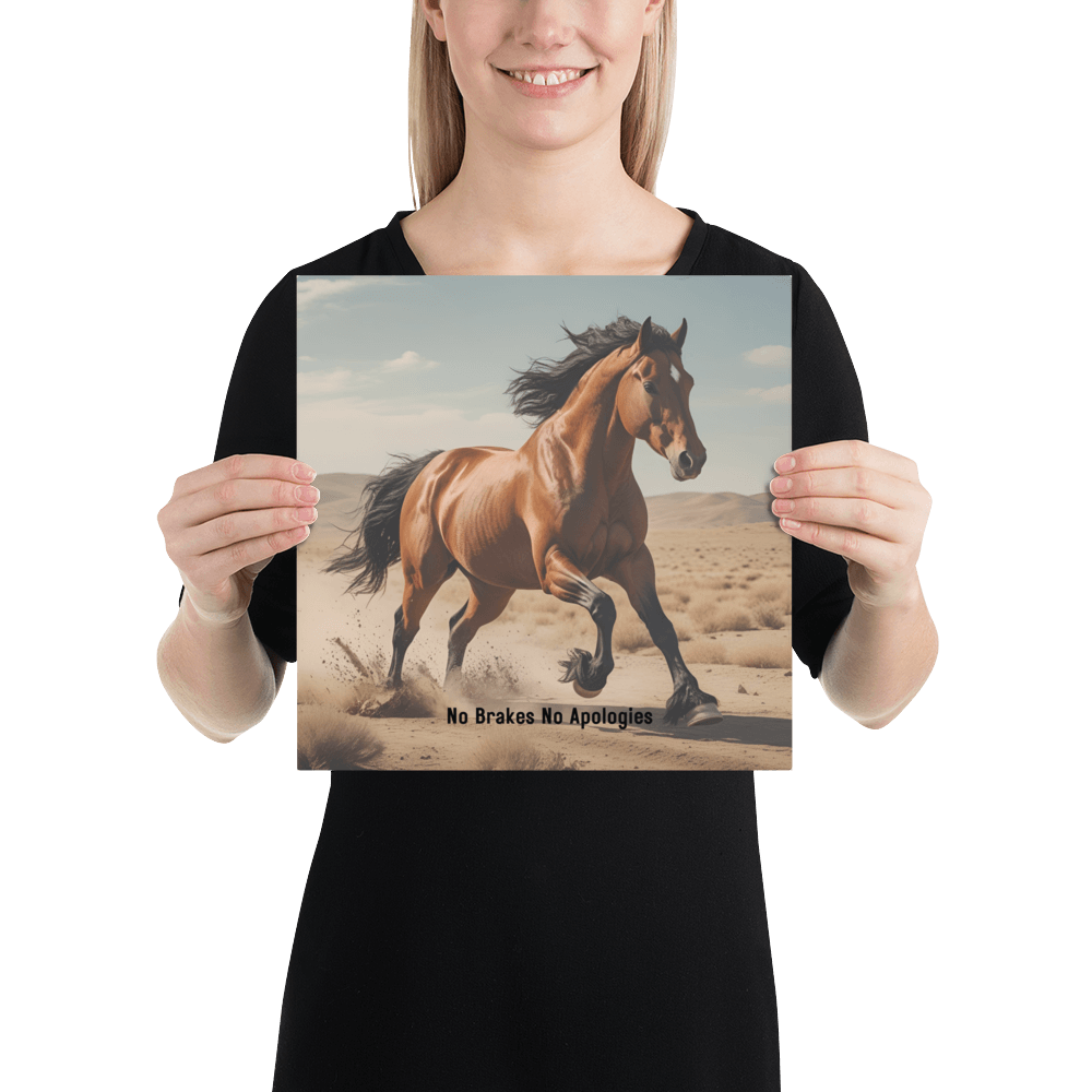  a poster with a horse and text 'No Brakes No Apologies' 