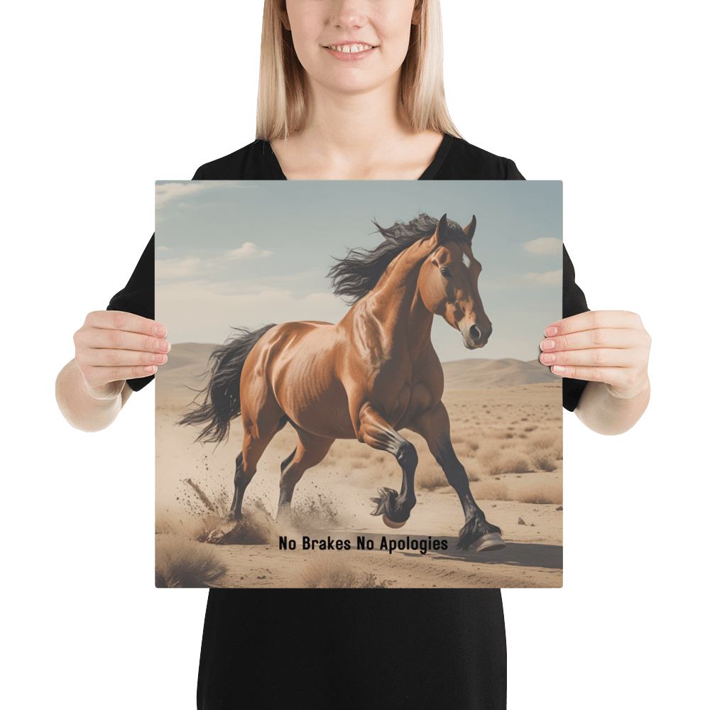  a poster with a horse and text 'No Brakes No Apologies' 