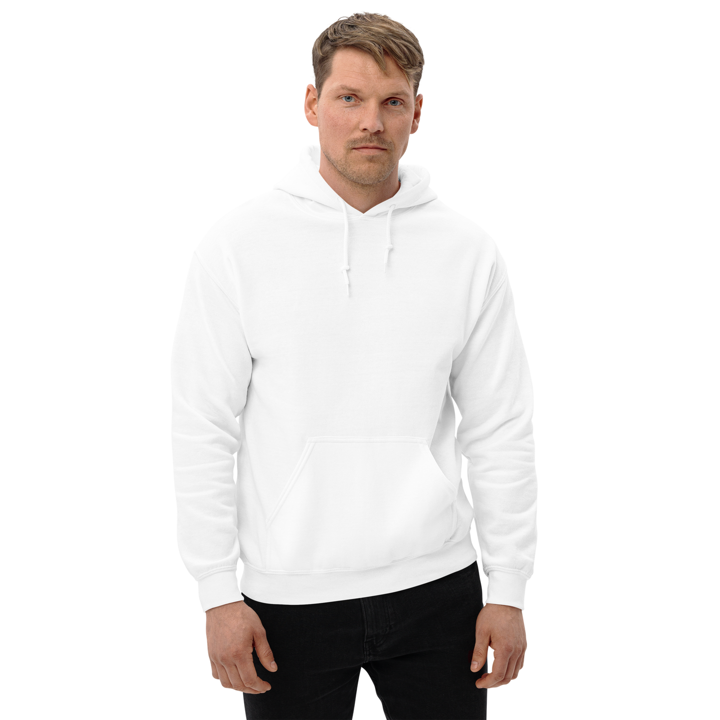Man wearing a white hoodie 