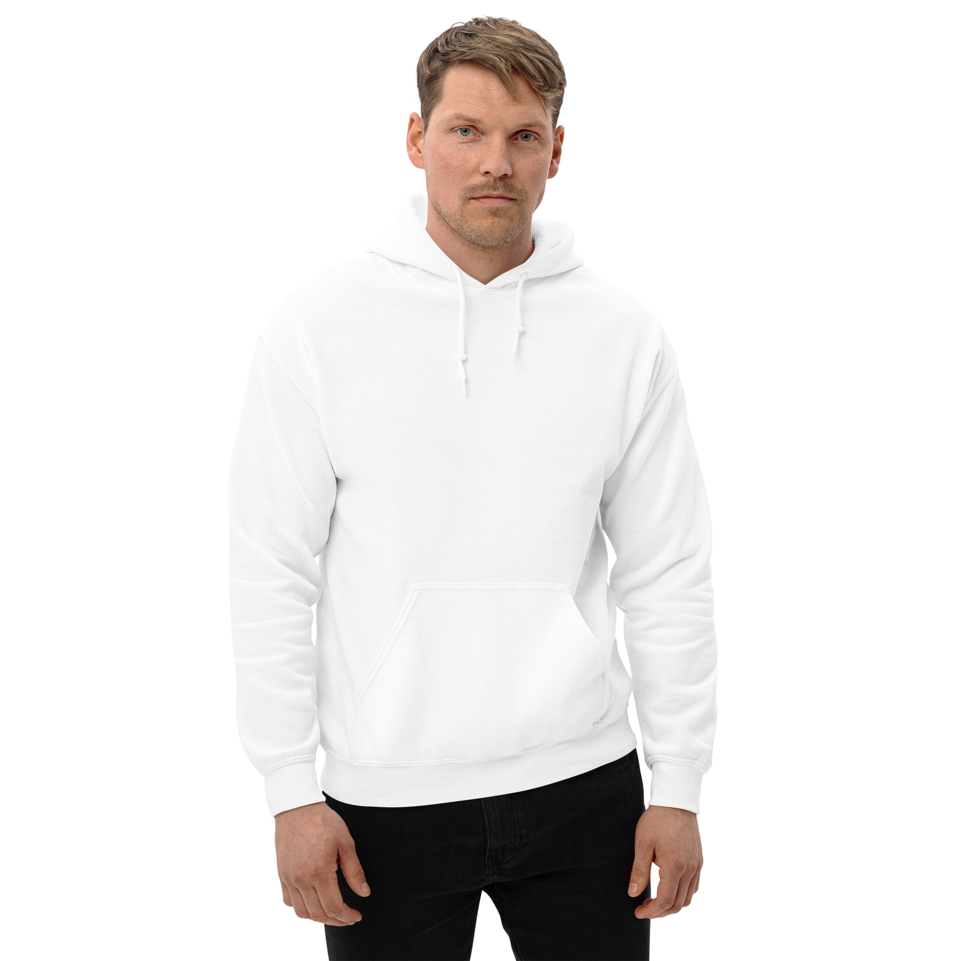 Man wearing a white hoodie 